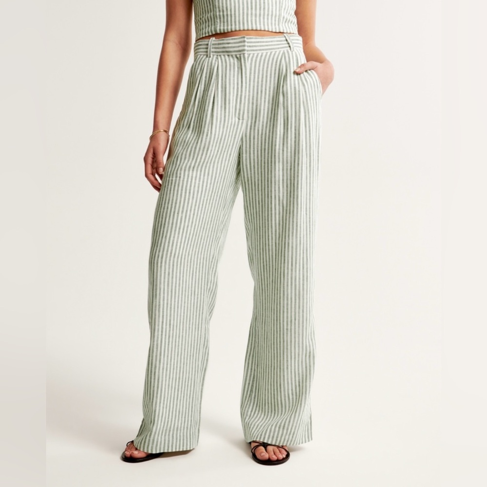 Abercrombie & Fitch • linen-blend sloane tailored wide leg pant sz M regular - Picture 5 of 5